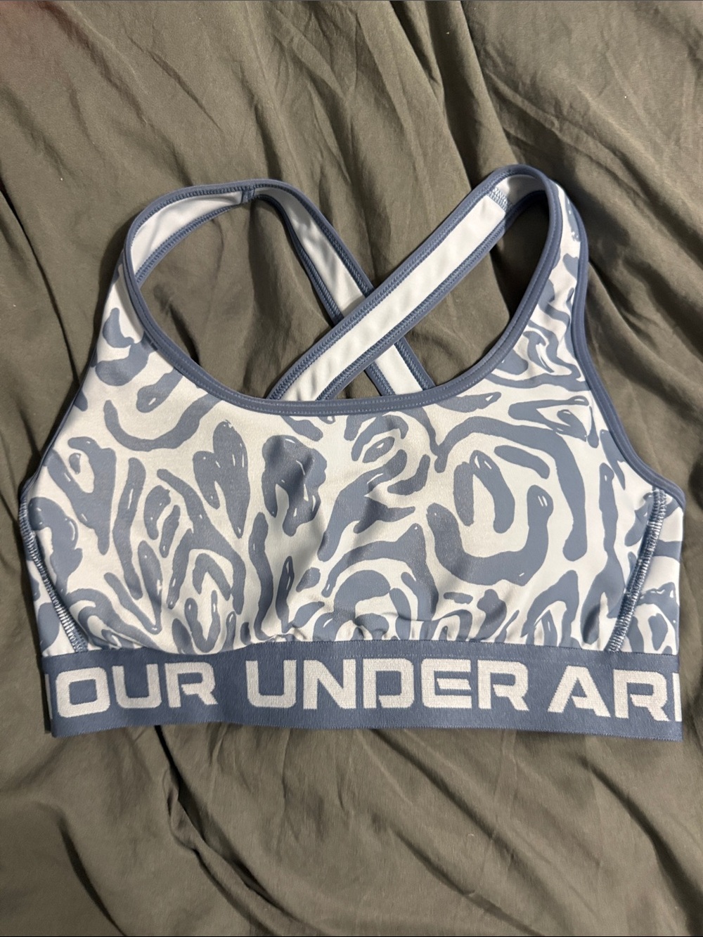Under Armour Blue-Gray & White Leopard Print Racerback Sports Bra